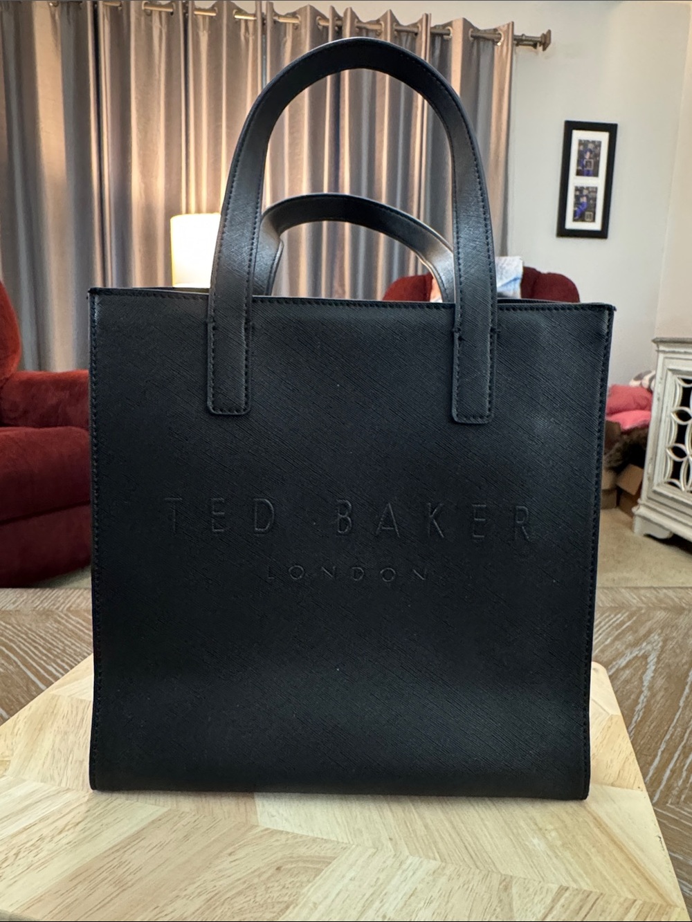 Ted Baker Black Embossed Leather Messenger Tote